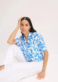 Palazzo-Hose aus Leinen-Mix