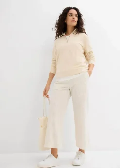 Palazzo-Hose aus Seersucker, 7/8 Länge