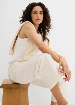 Palazzo-Hose aus Seersucker, 7/8 Länge