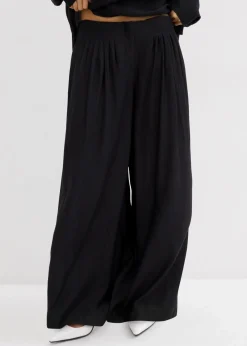 Palazzo-Hose aus strukturiertem Crinkle-Viskose-Mix