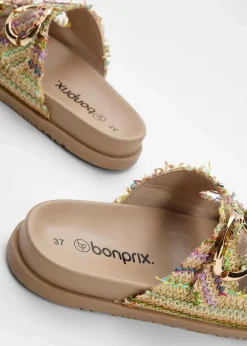 Pantoletten in Bast-Optik