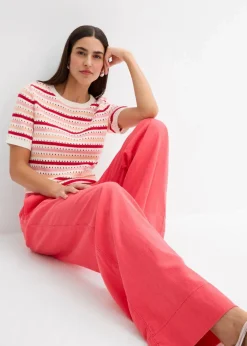 Paperbag-Hose aus luftigem Leinen-Mix