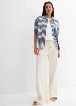 Paperbag-Hose aus luftigem Leinen-Mix