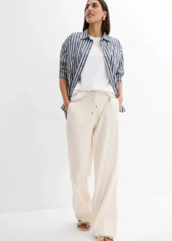 Paperbag-Hose aus luftigem Leinen-Mix