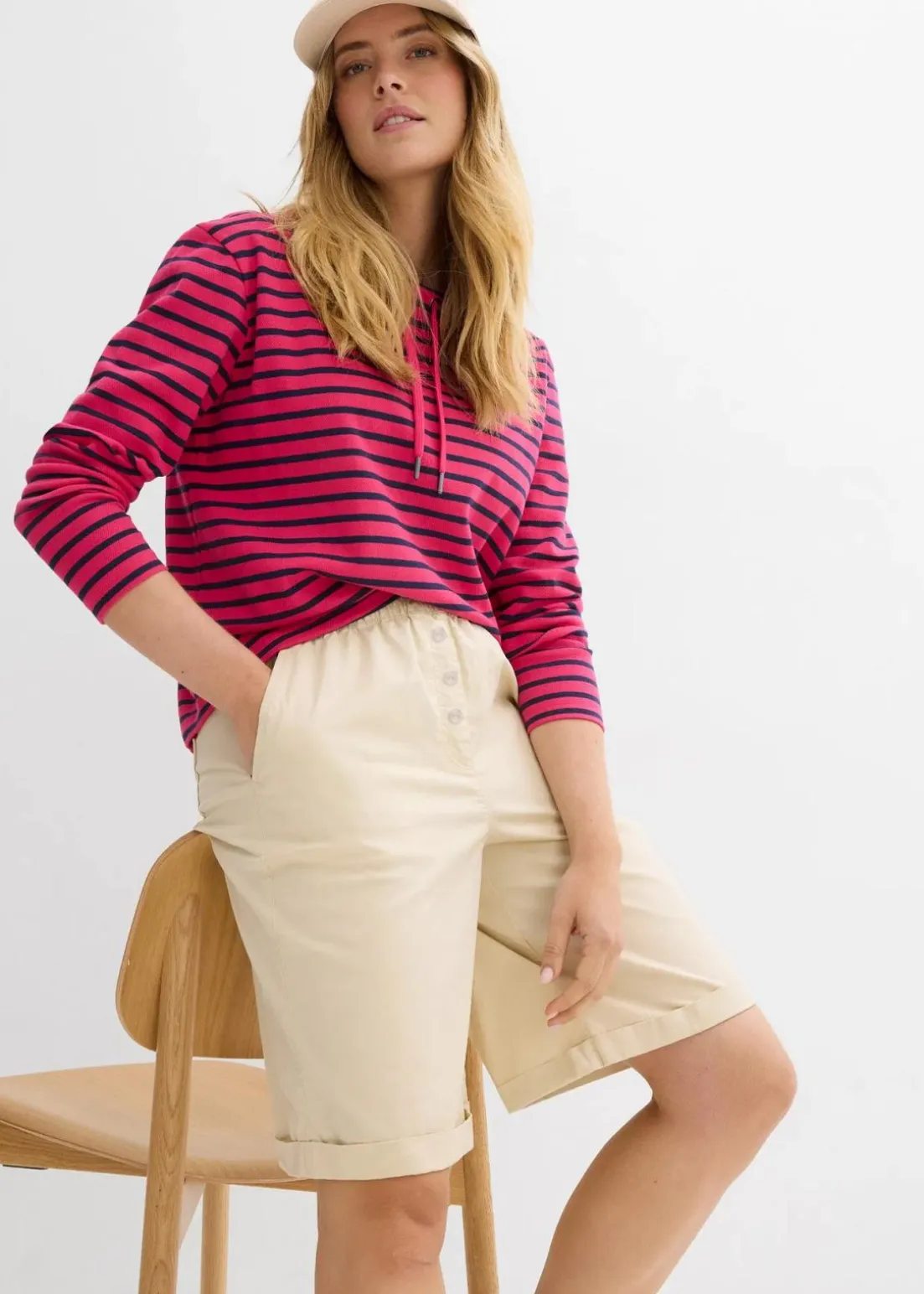 Papertouch-Bermuda aus Baumwoll-Mix