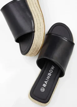 Plateau-Pantoletten in Bast-Optik