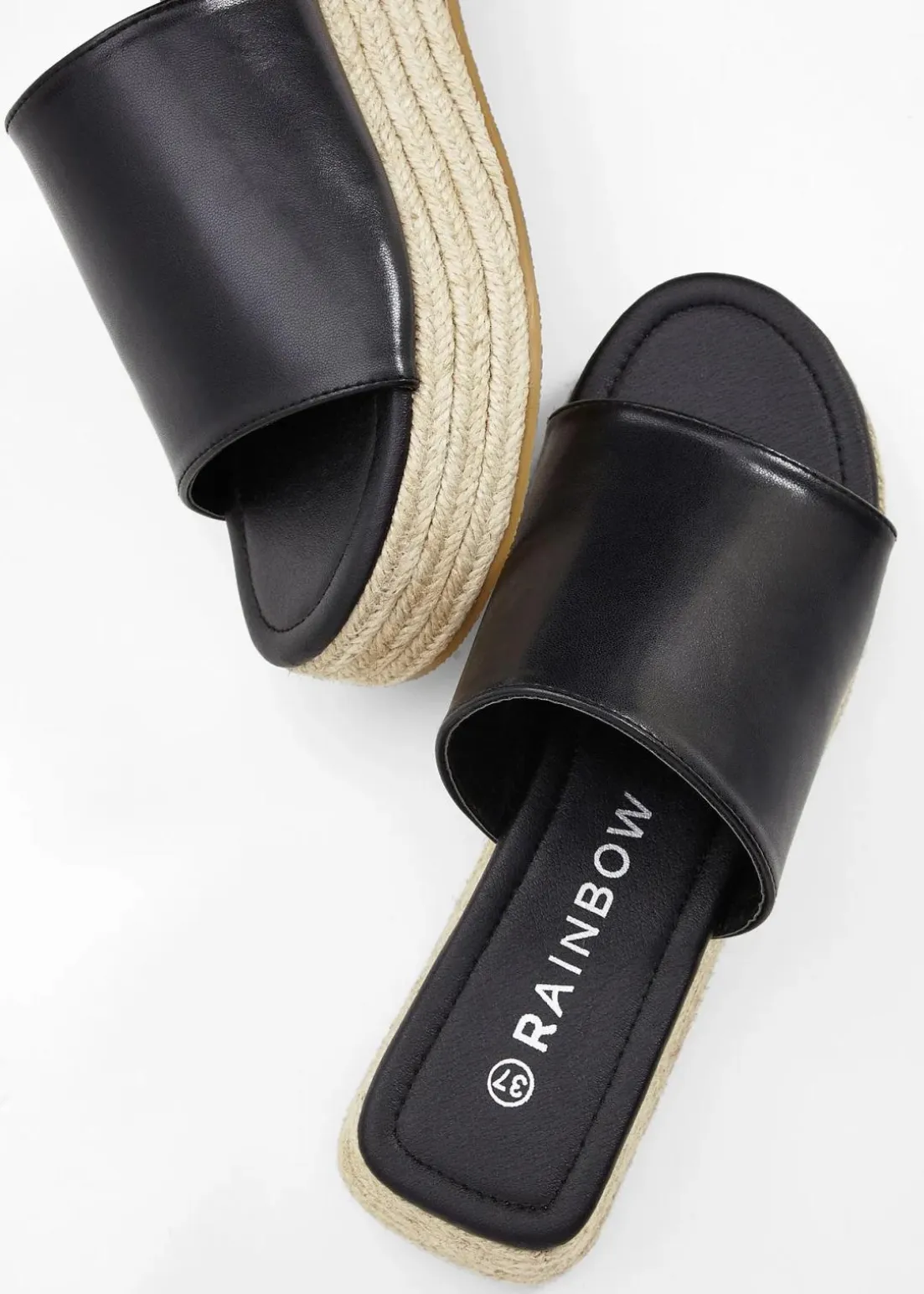 Plateau-Pantoletten in Bast-Optik