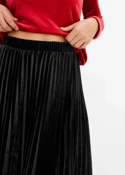 Plissée-Rock aus softem Samt