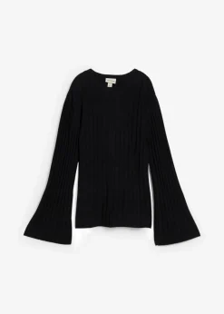 Plissierter Feinstrickpullover aus Viskose-Mix