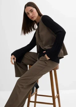 Plissierter Feinstrickpullover aus Viskose-Mix