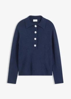 Polo-Pullover mit Wollanteil