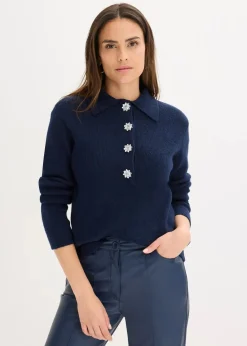Polo-Pullover mit Wollanteil