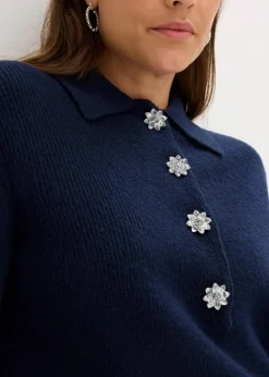 Polo-Pullover mit Wollanteil