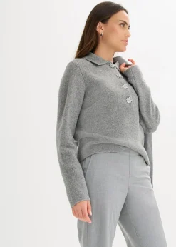 Polo-Pullover mit Wollanteil