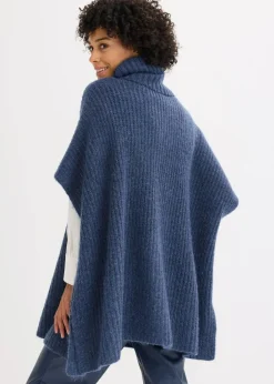 Poncho-Pullover mit Wollanteil