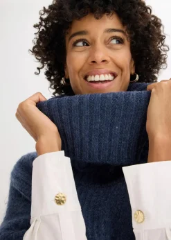 Poncho-Pullover mit Wollanteil