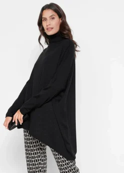 Poncho-Rollkragenpullover mit asymmetrischem Schnitt