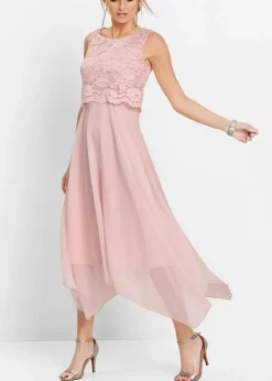 Premium Chiffonkleid mit Spitze