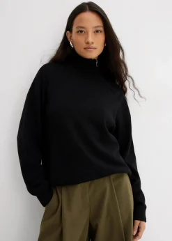 Pullover aus Viskose-Mix mit Reißverschlussdetail