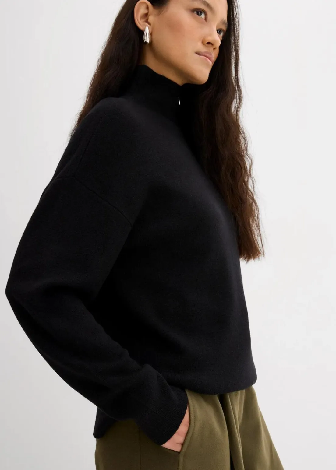 Pullover aus Viskose-Mix mit Reißverschlussdetail