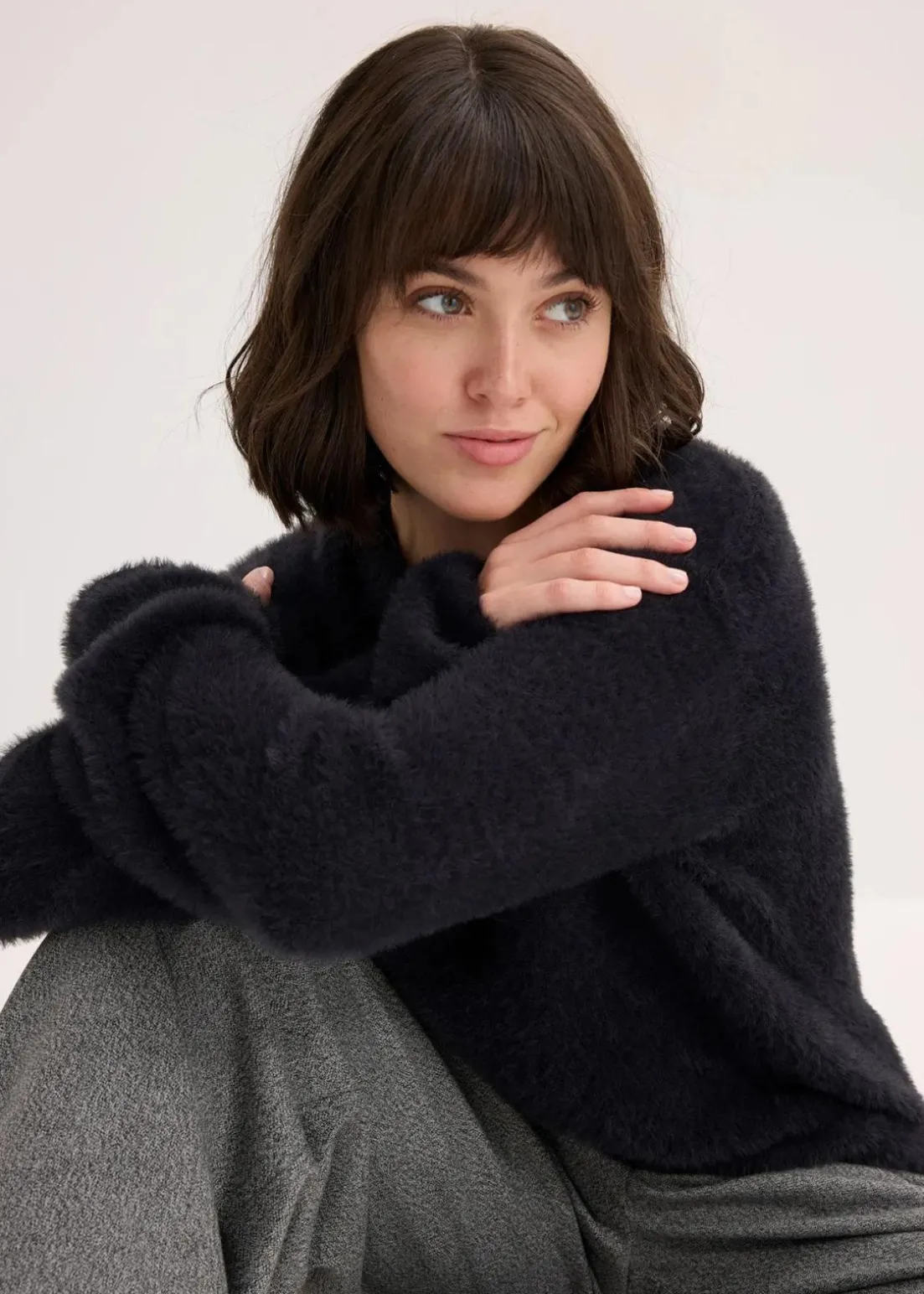 Pullover in Plüsch-Optik