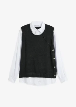 Pullover mit Blusen-Einsatz
