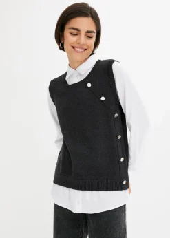 Pullover mit Blusen-Einsatz