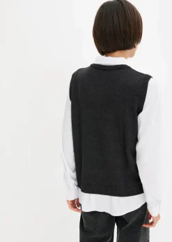 Pullover mit Blusen-Einsatz