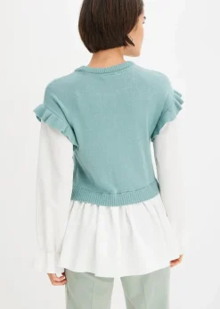 Pullover mit Blusen-Einsatz