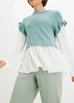 Pullover mit Blusen-Einsatz