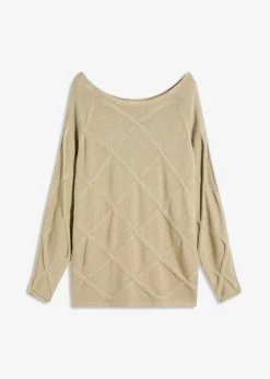 Pullover mit horizonatalem Zopfmuster