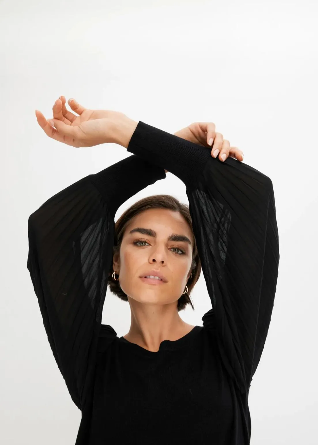 Pullover mit plissierten Ärmeln