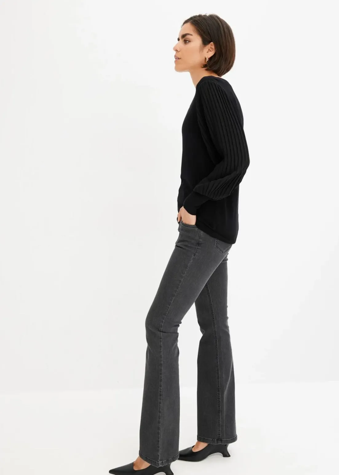 Pullover mit plissierten Ärmeln