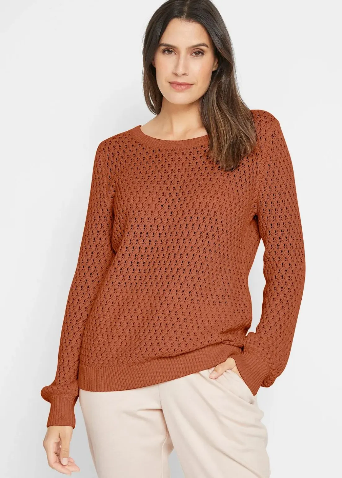 Pullover mit Strukturstrick aus Baumwollmix