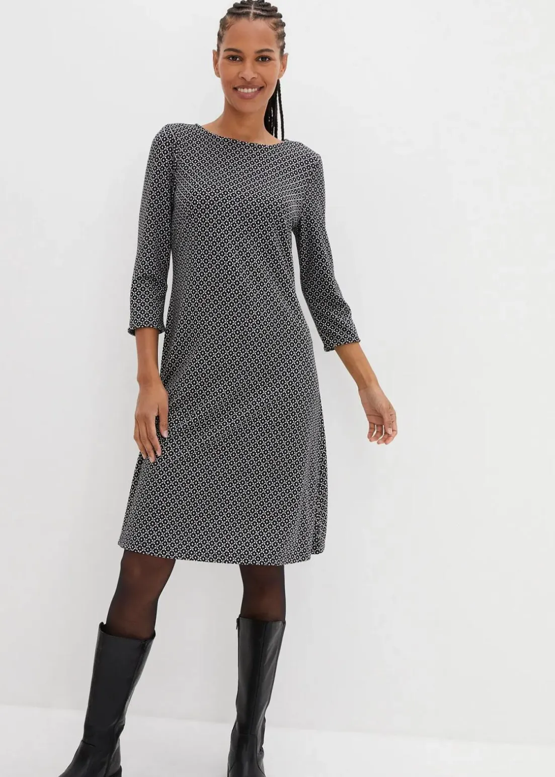 Punto di Roma-Kleid mit Jaquardmuster aus Viskose-Mix