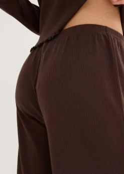 Pyjama aus Rippe mit Knopfleiste