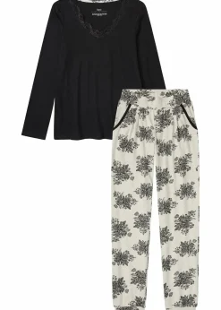 Pyjama mit dezenter Spitze
