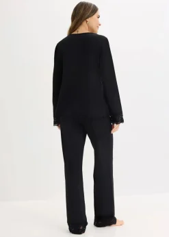 Pyjama mit Spitzenbesatz