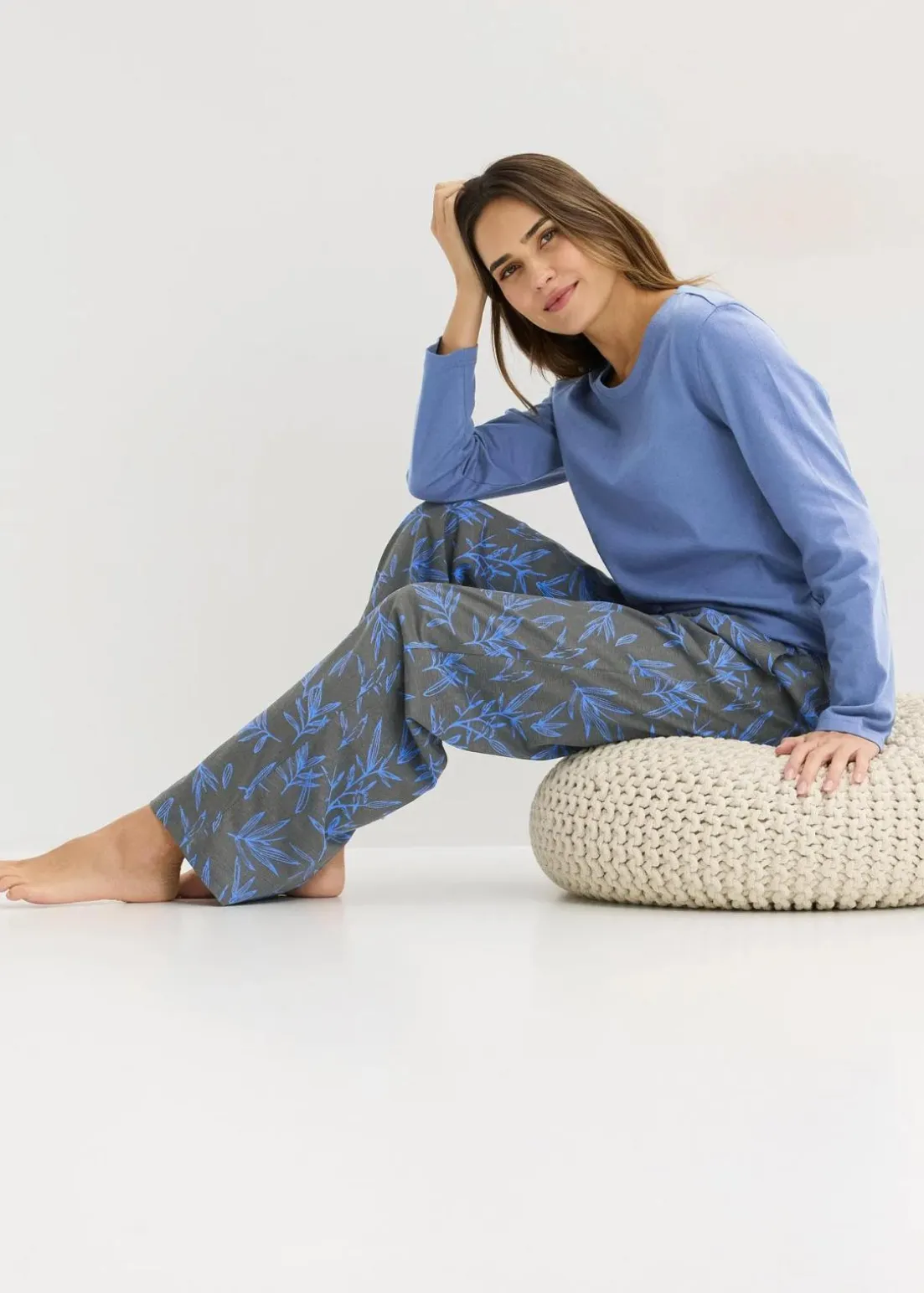 Pyjama (3-tlg.Set) aus reiner Baumwolle