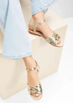 Riemchensandalen in Metallic-Optik