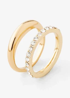 Ringe veredelt mit Glaskristallsteinen (2er Pack)