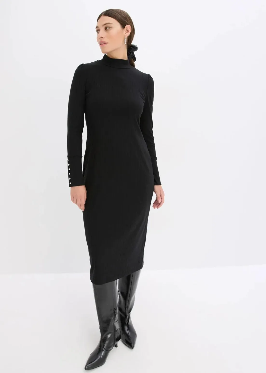 Ripp-Jerseykleid aus Viskose-mix
