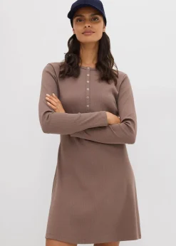 Rippkleid aus elastischem Baumwoll-Mix