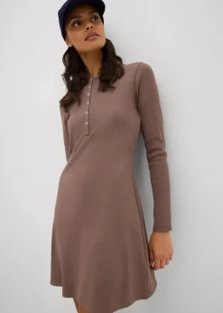 Rippkleid aus elastischem Baumwoll-Mix