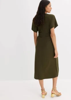 Rippkleid aus Jersey mit seitlicher Raffung