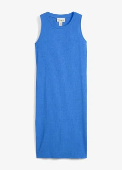 Rippkleid mit seitlichen Schlitzen aus Viskose-Mix