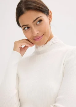 Ripp-Pullover aus fließendem Viskose-Mix