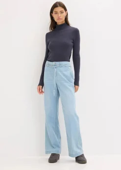 Ripp-Pullover aus fließendem Viskose-Mix