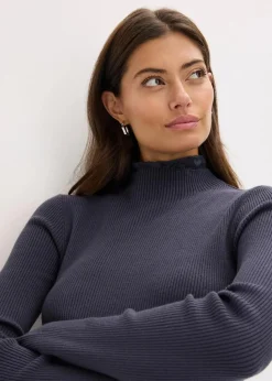 Ripp-Pullover aus fließendem Viskose-Mix