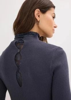 Ripp-Pullover aus fließendem Viskose-Mix